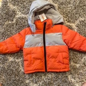 Girls 3T orange/grey puffer jacket
